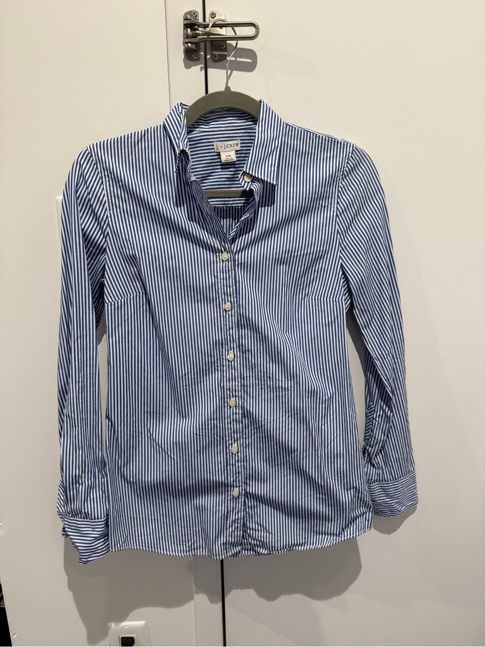 J. Crew Blue & White Striped Women's Button-Down Shirt Size XXS